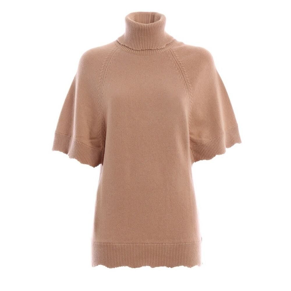 Valentino Garavani 100% Cashmere Turtleneck Short Sleeve Sweater Beige S